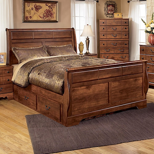 signature designashley timberline queen sleigh bed with underbed