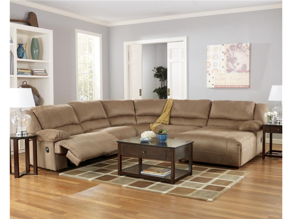 Ashley Signature Design Hogan Mocha 5 Piece Motion Sectional With Ashley Signature Design Hogan Mocha5 Piece Sectional Sofa Group With Chaise