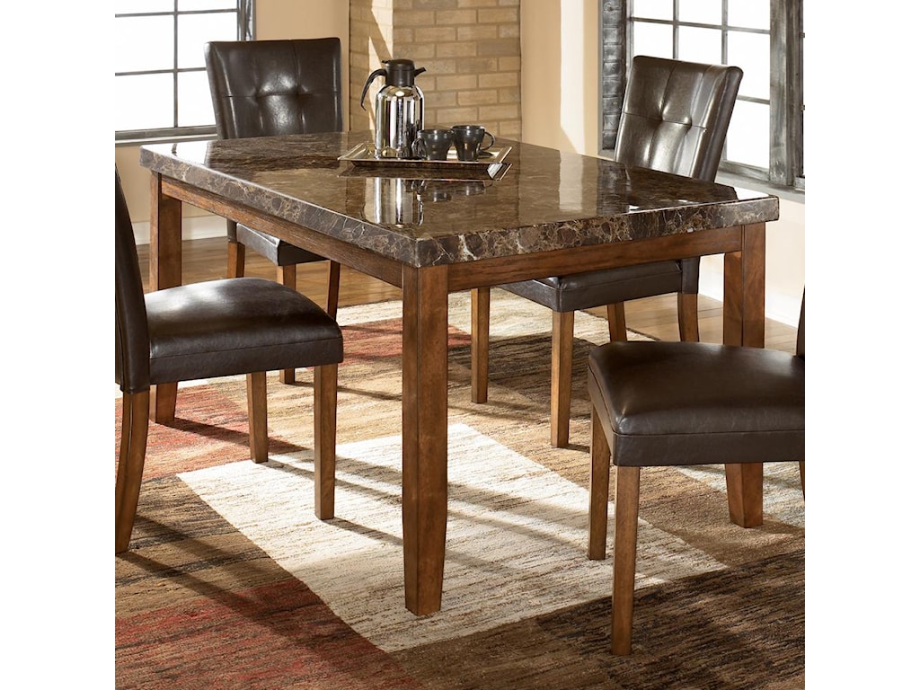 Signature Design By Ashley Lacey Rectangular Dining Table W Faux Marble Top Wayside Furniture Dining Tables