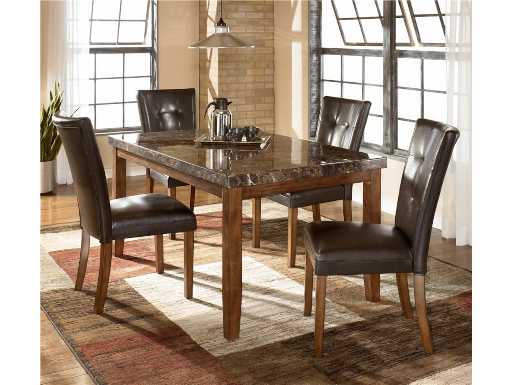 Signature Design By Ashley Lacey Rectangular Dining Table W Faux Marble Top Wayside Furniture Dining Tables