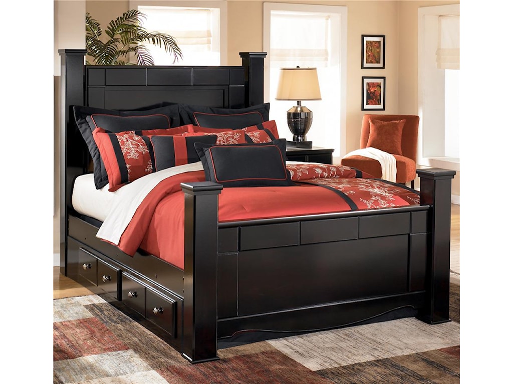 Signature Design By Ashley Shay Queen Poster Bed With Underbed