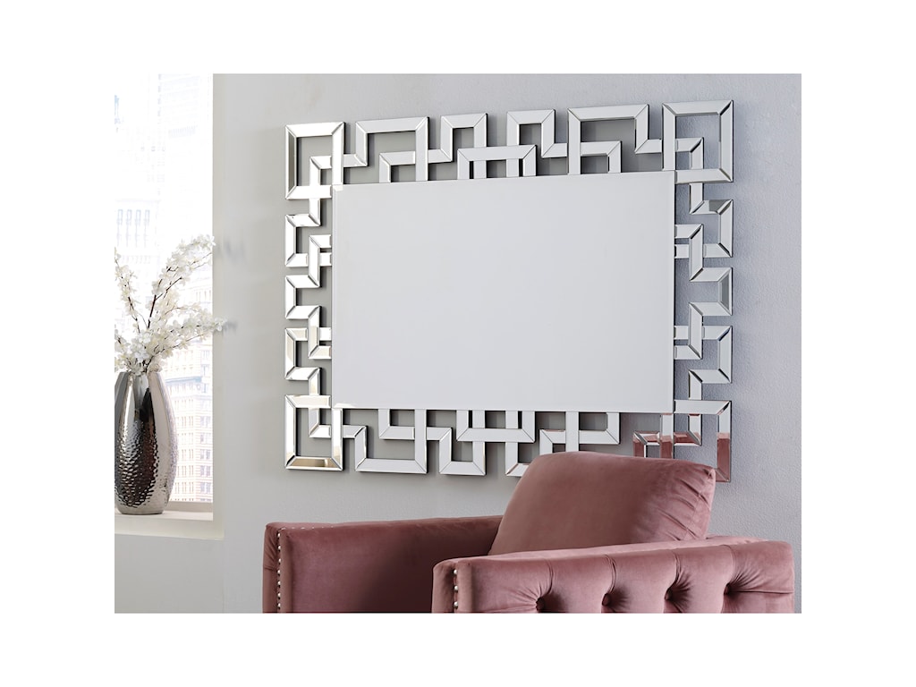 Signature Design By Ashley Accent Mirrors Jasna Greek Key Accent Mirror Royal Furniture Wall Mirrors