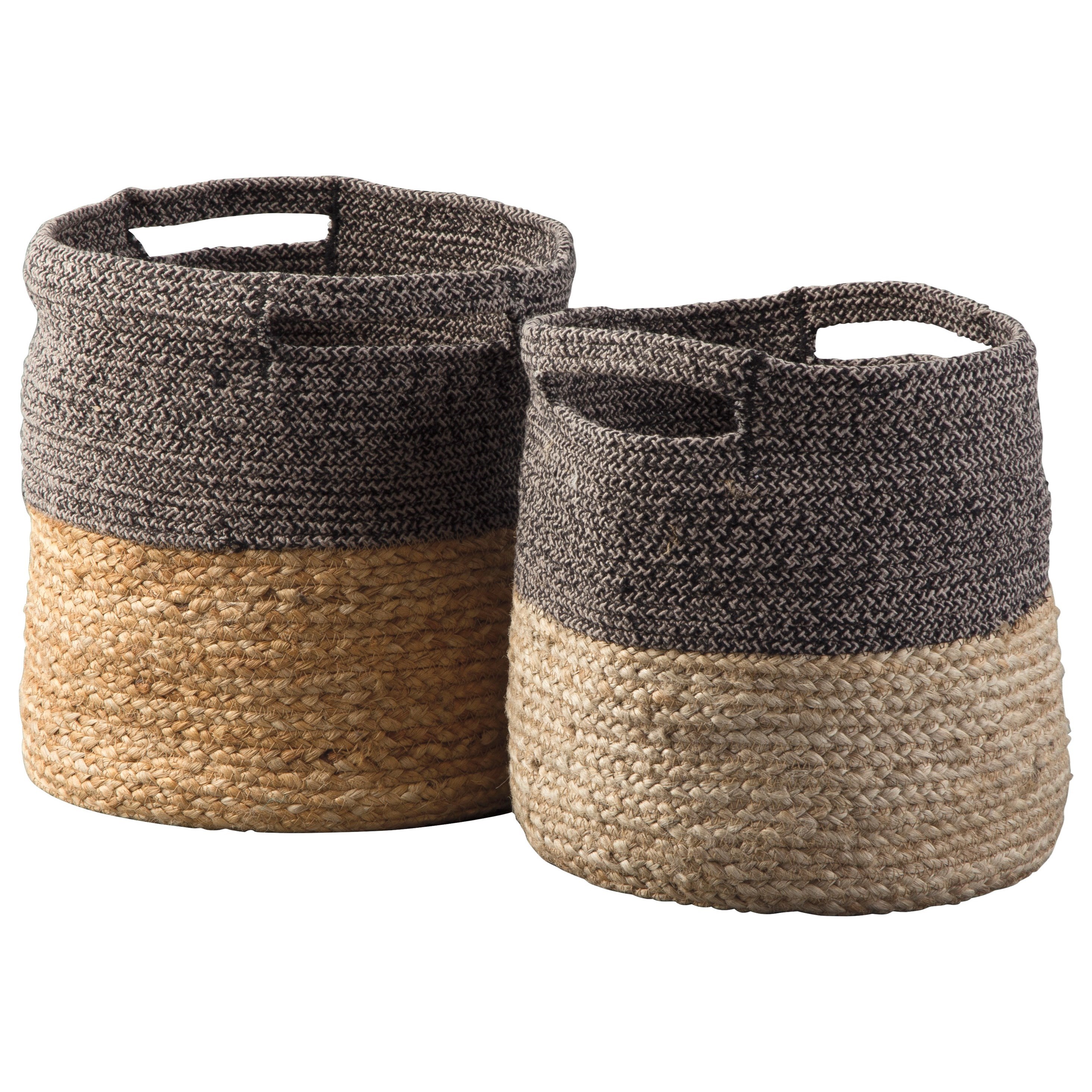 Signature Design Accents Parrish Natural Black Basket Set Fisher