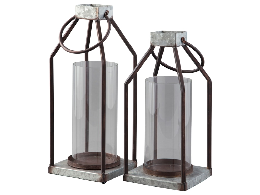 Accents Diedrick Gray Black Indoor Outdoor Lantern Set Sadler S
