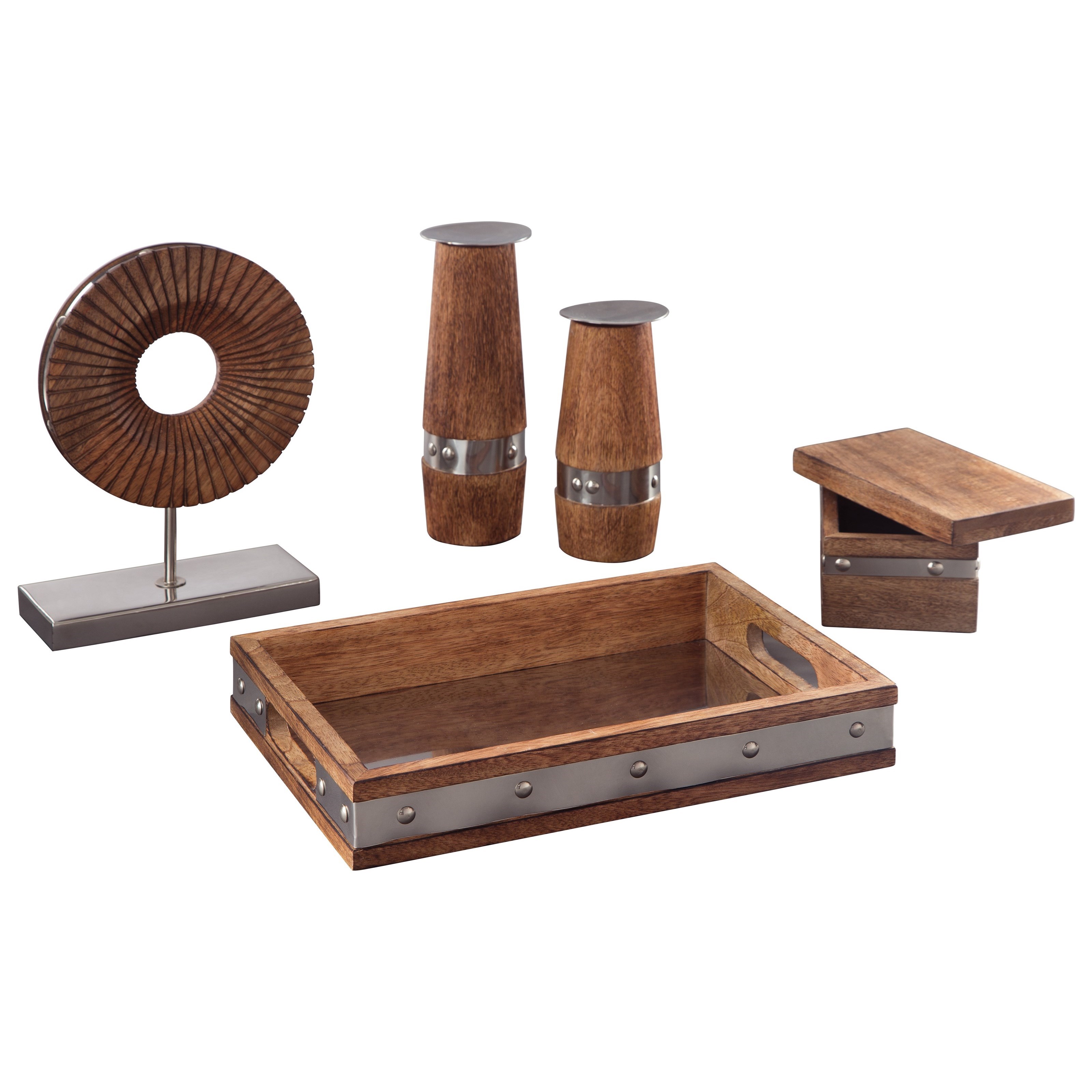 Signature Design By Ashley Accents 5 Piece Dinh Brown Chrome