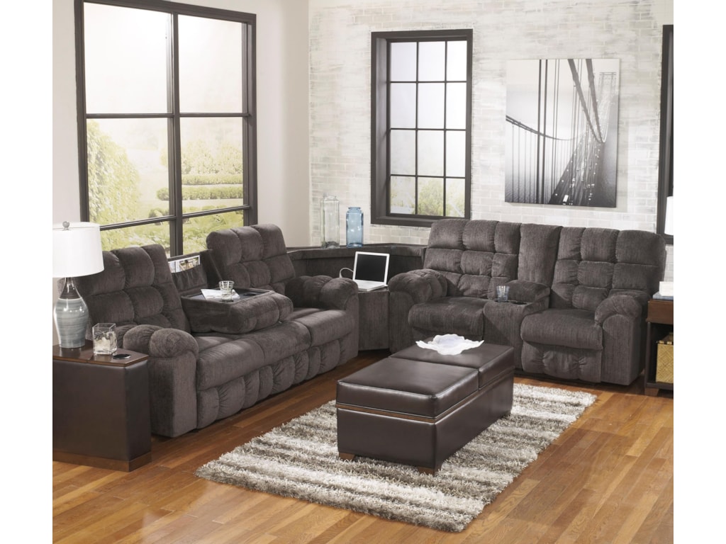 Signature Design By Ashley Acieona Slate Reclining Sectional Sofa Signature Design By Ashley Acieona Slate Reclining Sectional Sofa With Right Side Loveseat Cup Holders And Charging Station