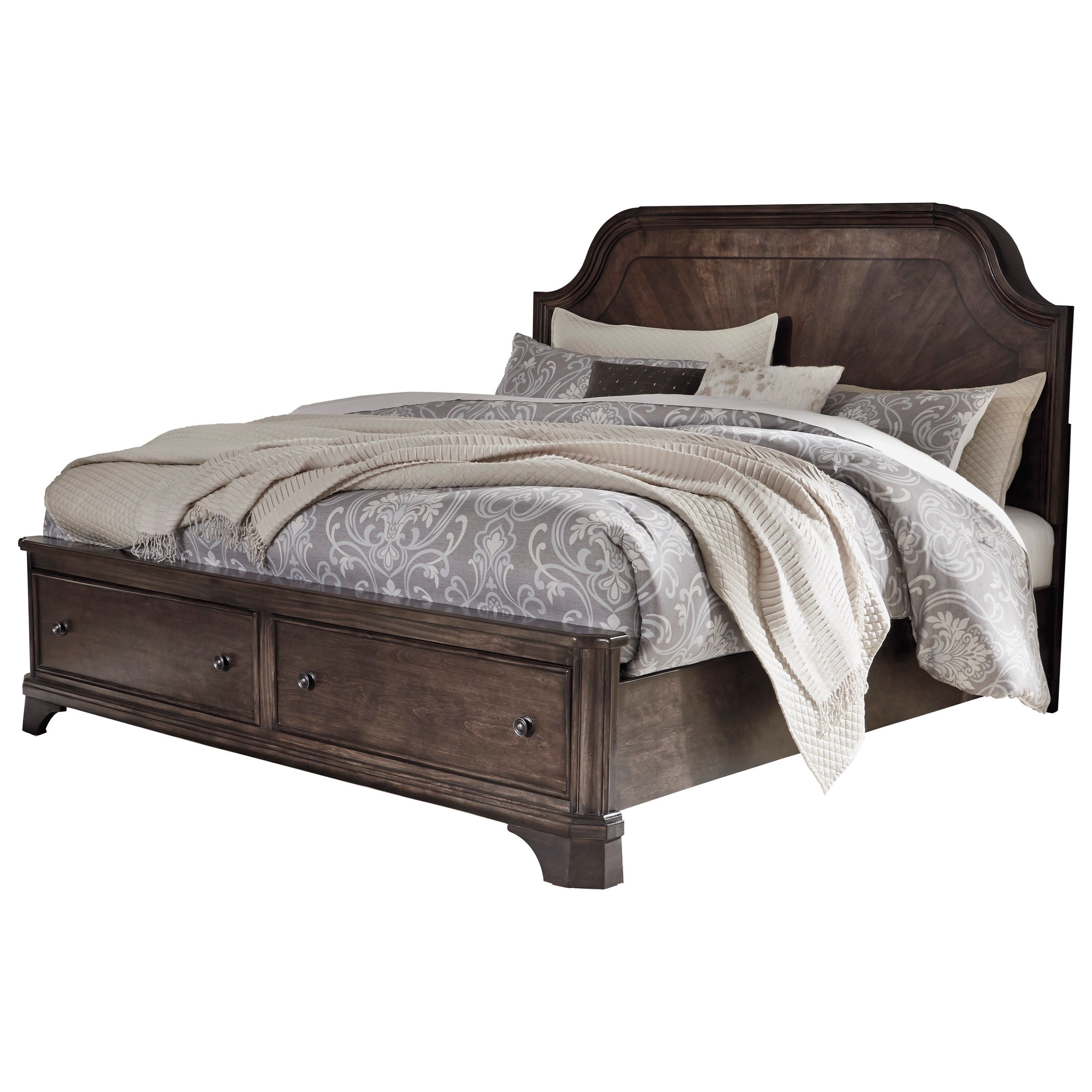 Signature Design By Ashley Adinton King Panel Bed With Storage Footboard Royal Furniture Platform Beds Low Profile Beds