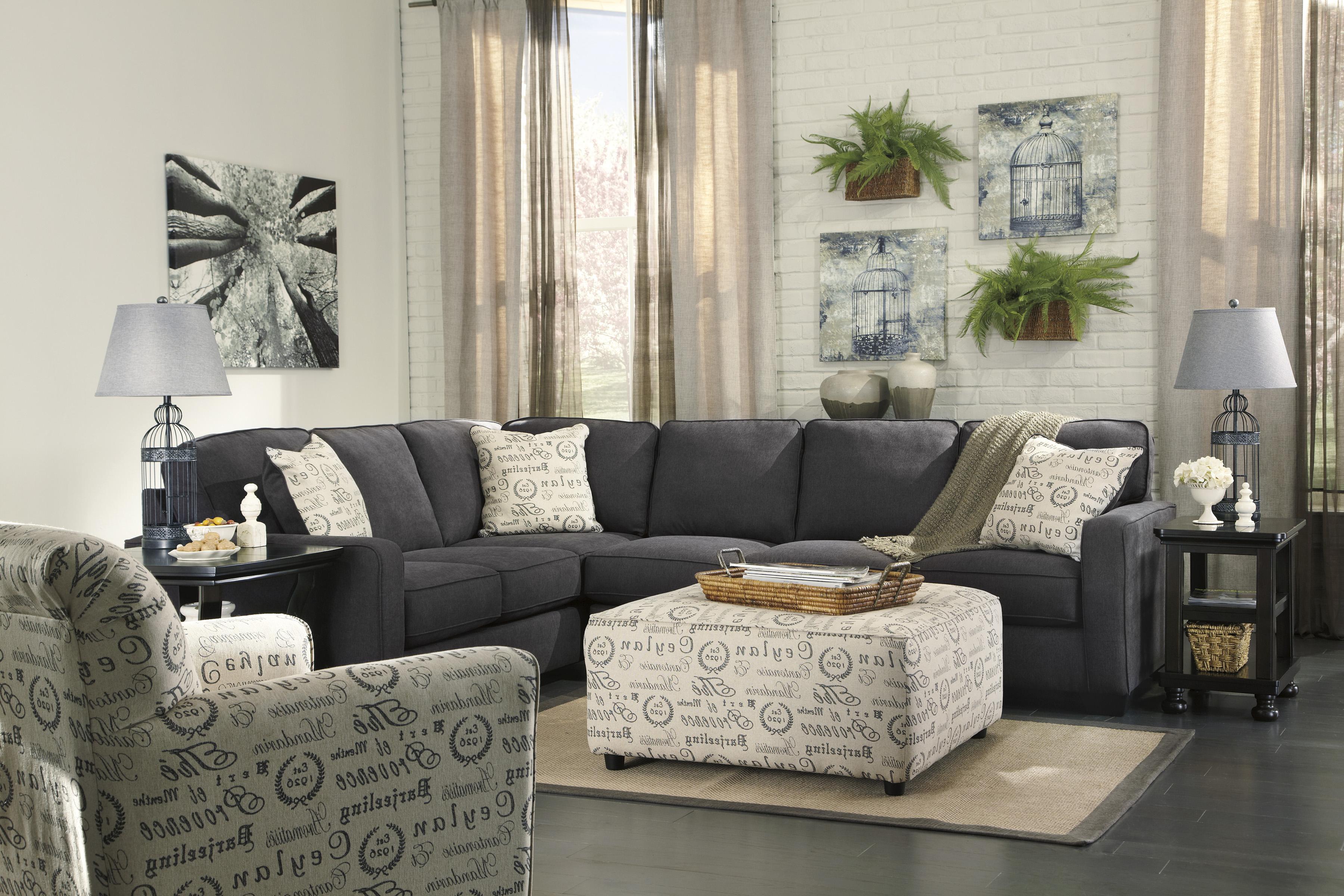 Signature Alenya Charcoal 3 Piece Sectional With Right Loveseat