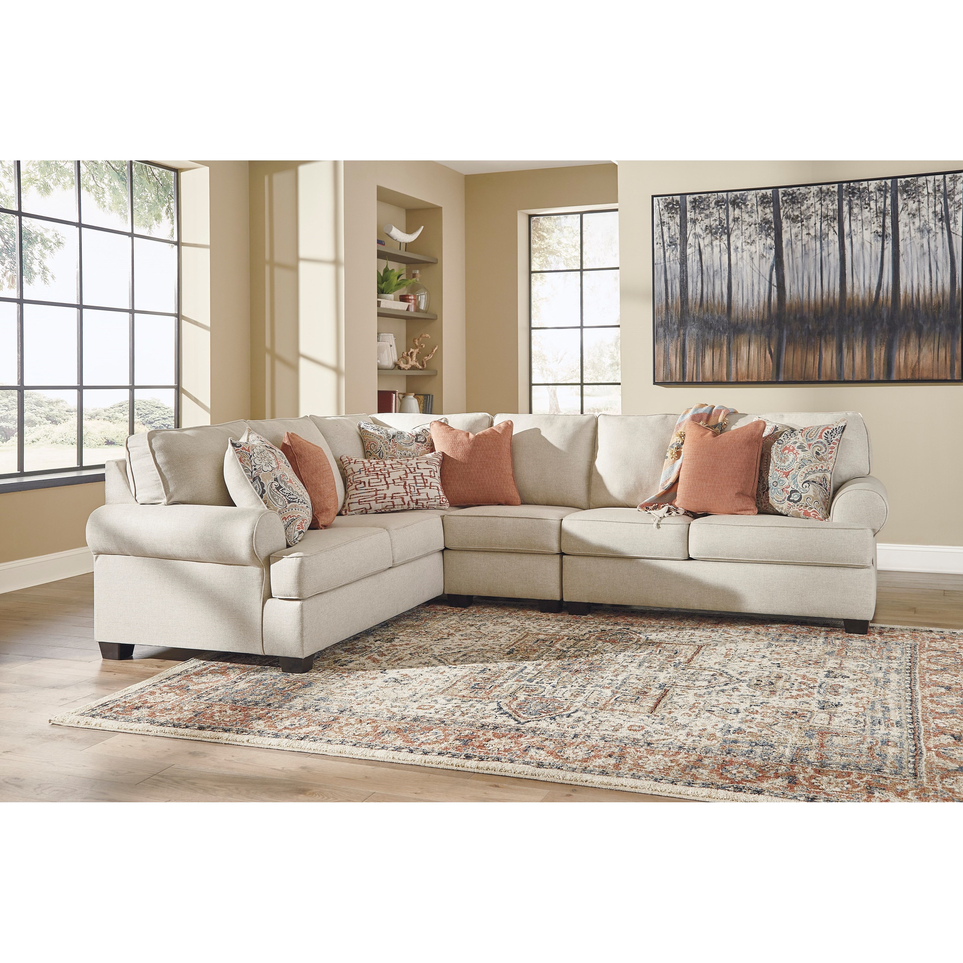 Signature Design By Ashley Amici 3 Piece Sectional With Rolled Arms Standard Furniture Sectional Sofas