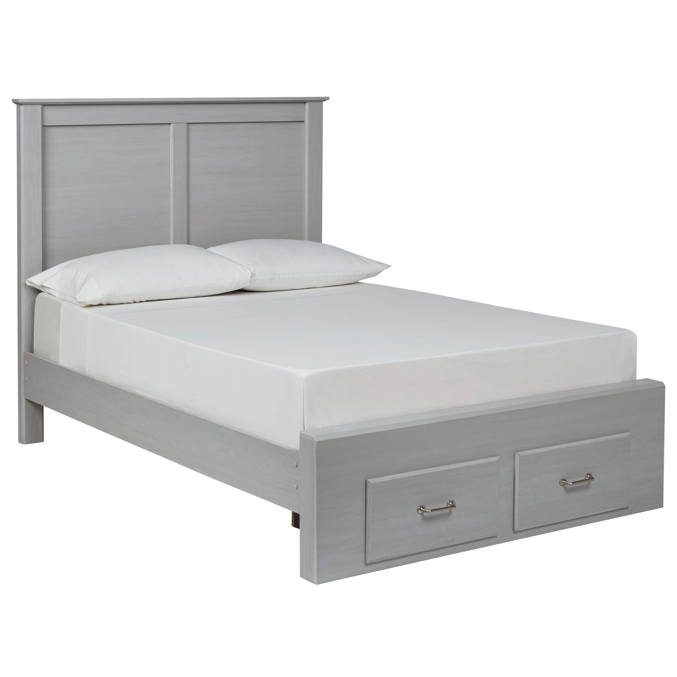 Arcella Full Bed With 2 Footboard Drawers In Gray Finish