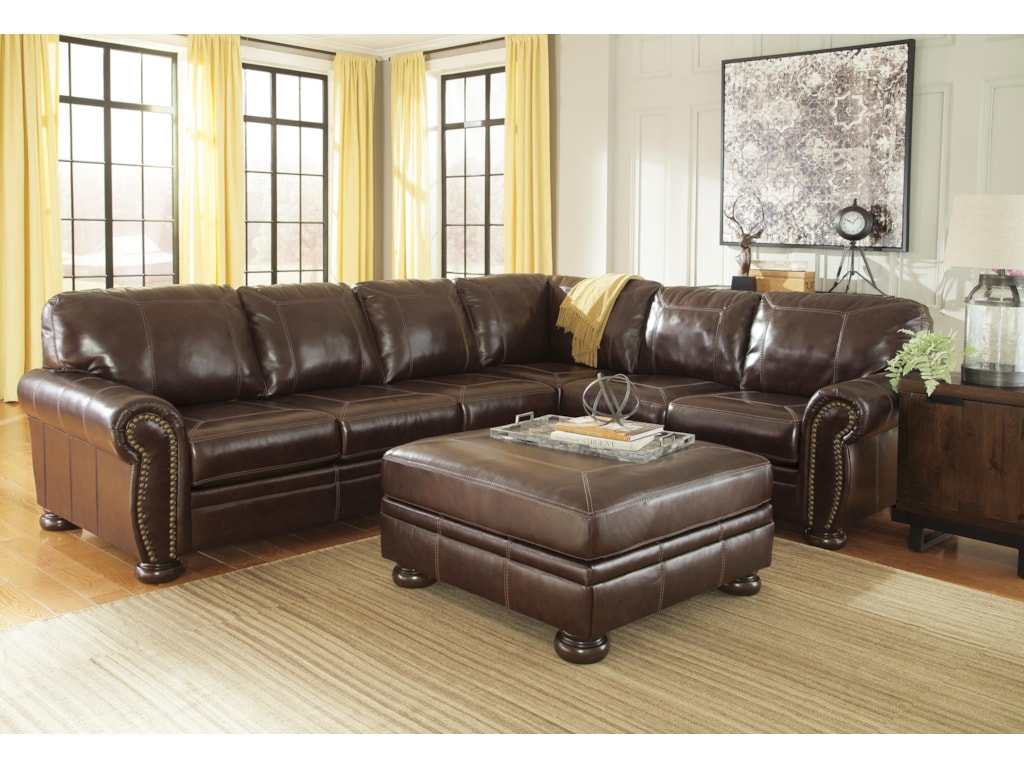 Francesco 3 Piece Leather Match Sectional With Rolled Arms Nailhead Trim Bun Feet By Signature Design By Ashley At Rotmans Francesco 3 Piece Leather Match Sectional With Rolled Arms Nailhead Trim Bun Feet By Signature Design By Ashley At Rotmans