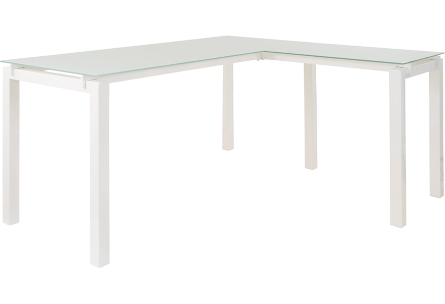 Ashley Signature Design Baraga 1277712 White Finish Metal L Desk With Frosted Glass Top Dunk Bright Furniture L Shape Desks