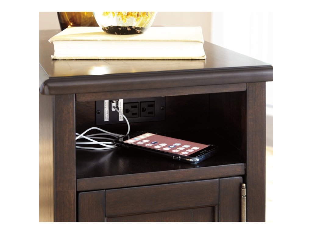 Barilanni Chair Side End Table With Power Outlets Usb Charging By Ashley Signature Design At Dunk Bright Furniture