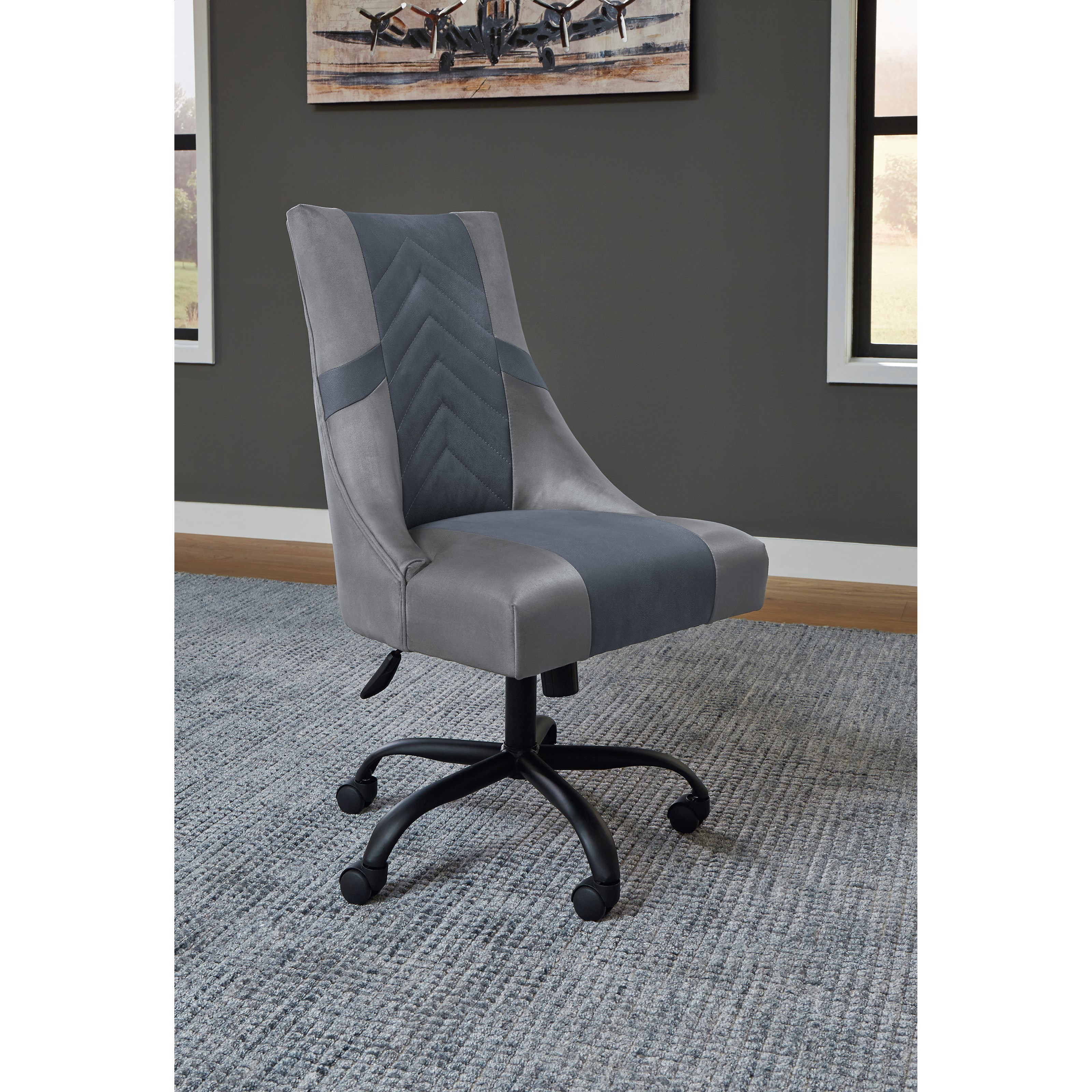 Signature Design By Ashley Barolli Two Tone Faux Leather High Back Swivel Gaming Chair Royal Furniture Office Task Chairs