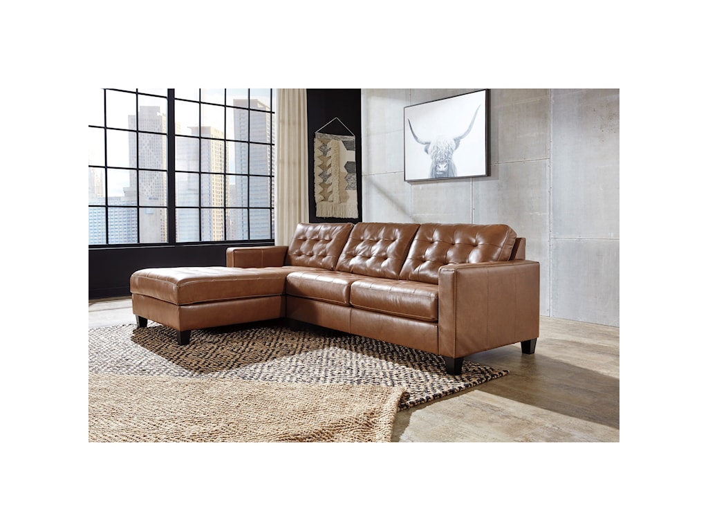 Signature Design By Ashley Baskove Leather Match 2 Piece Sectional