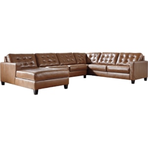 Signature Design By Ashley Baskove Leather Match 4 Piece Sectional With Chaise And Tufting Northeast Factory Direct Sectional Sofas