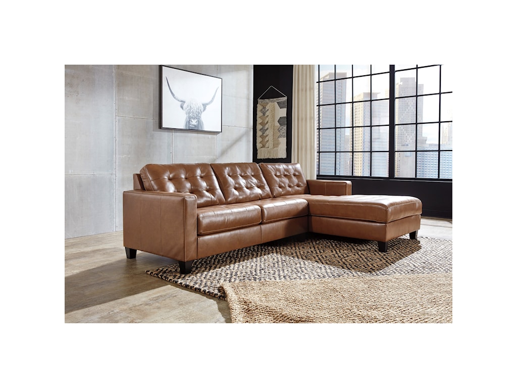 Signature Design By Ashley Baskove Leather Match 2 Piece Sectional