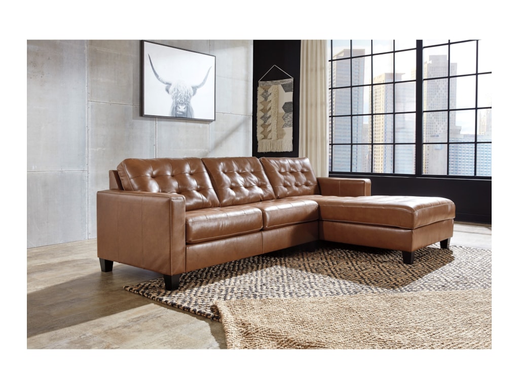 Signature Design By Ashley Baskove Leather Match 2 Piece Sectional