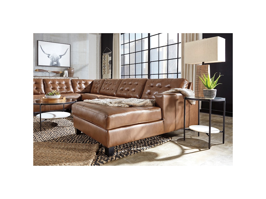 Signature Design By Ashley Baskove Leather Match 4 Piece Sectional