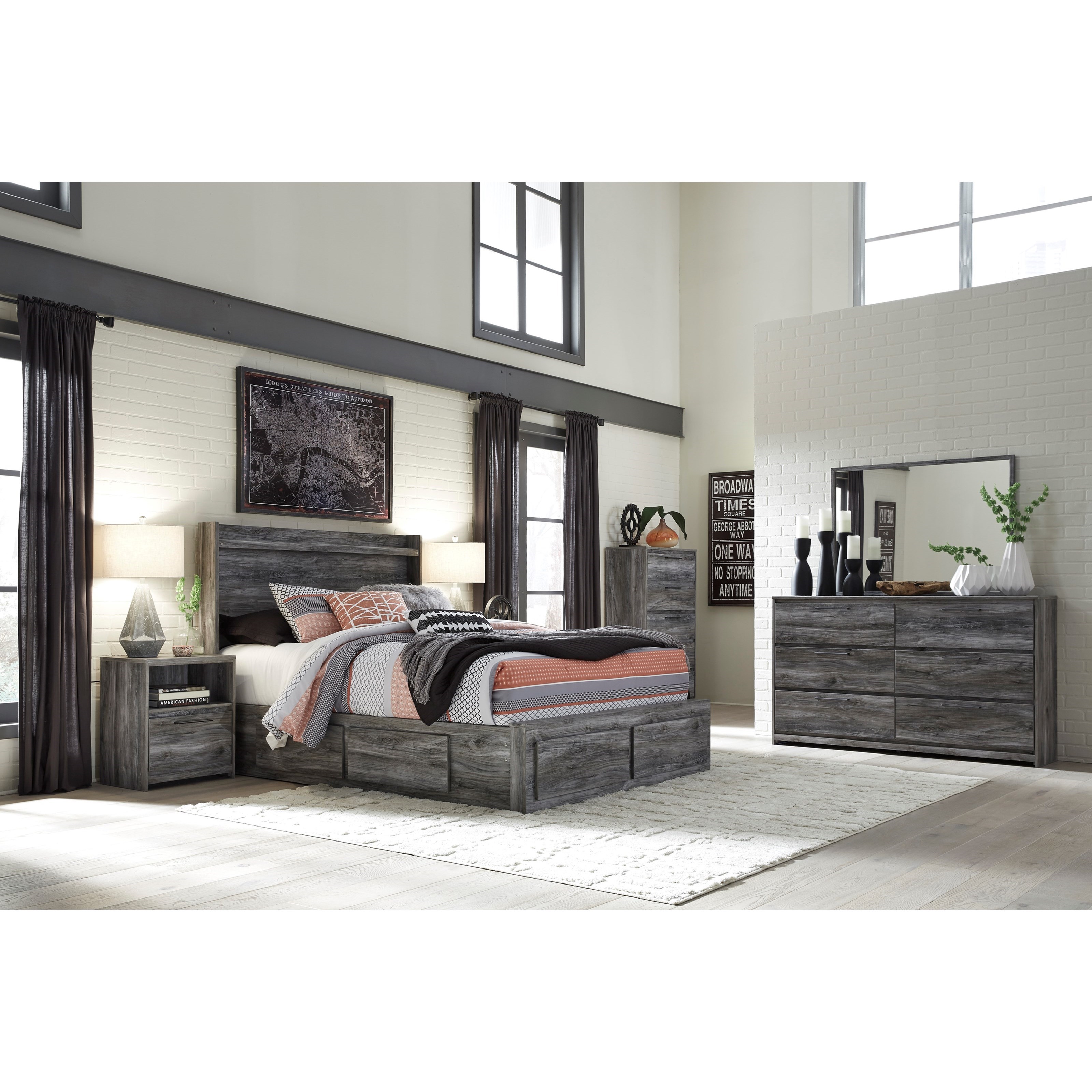 Signature Design By Ashley Baystorm King Storage Bed With 6 Drawers Pilgrim Furniture City Platform Beds Low Profile Beds