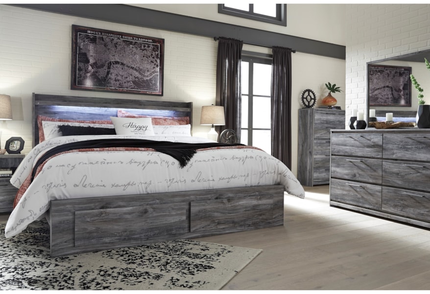 Ashley Signature Design Baystorm King Storage Bed With 6 Drawers Dunk Bright Furniture Platform Beds Low Profile Beds