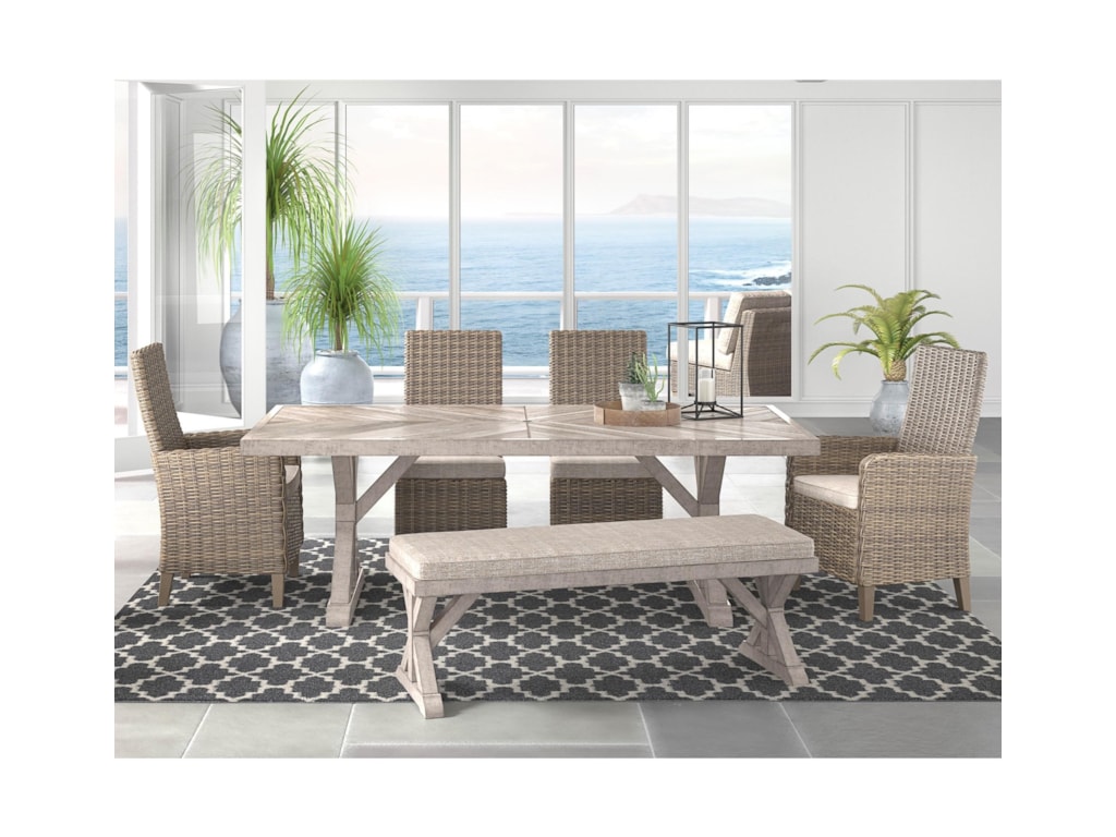 Signature Design By Ashley Beachcroft 6 Piece Outdoor Dining Set Signature Design By Ashley Beachcroft 6 Piece Outdoor Dining Set
