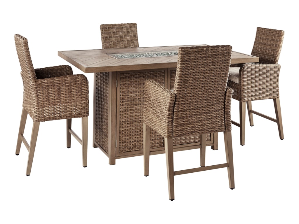 Signature Design By Ashley Beachcroft 5 Piece Outdoor Bar Fire Pit