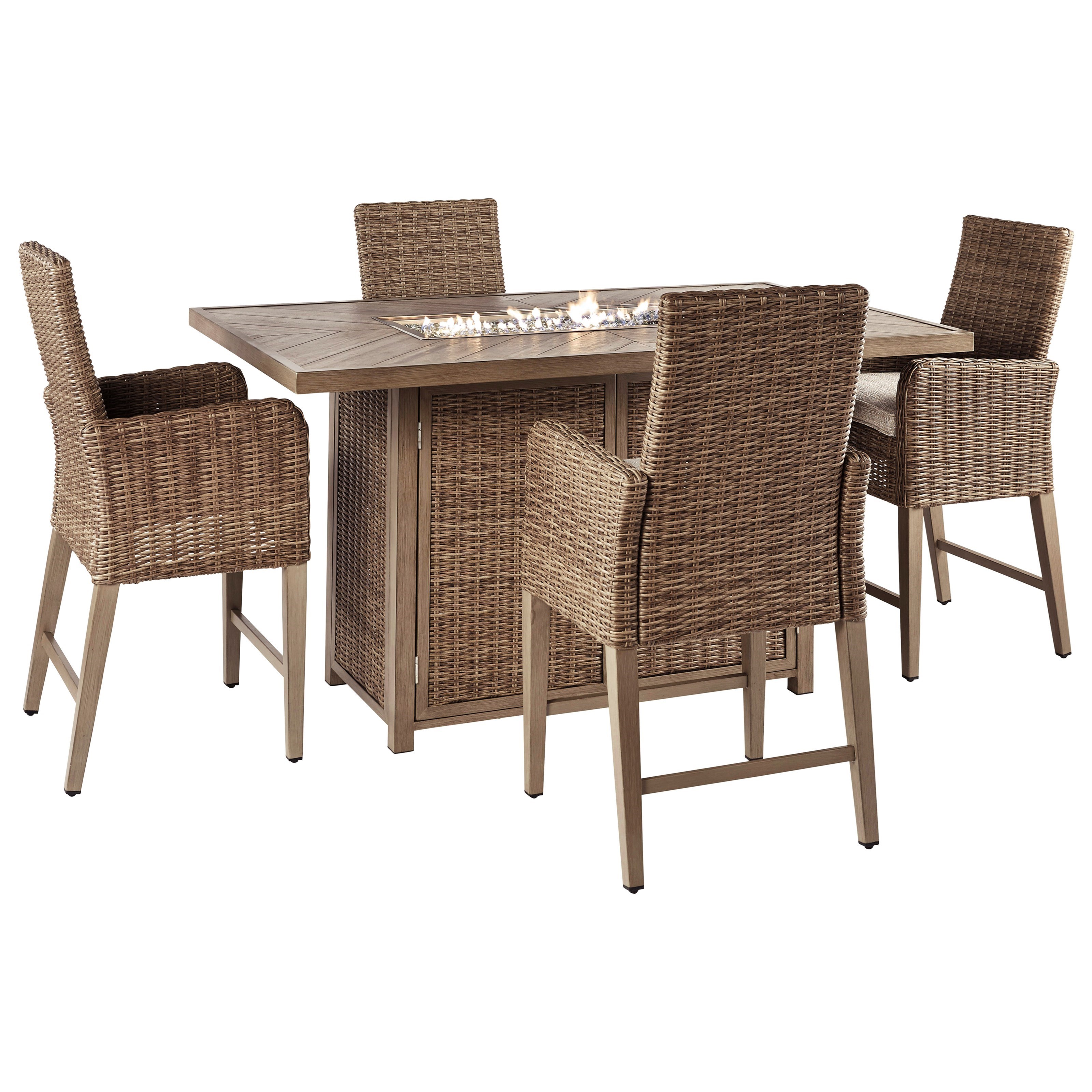 Signature Design By Ashley Beachcroft 5 Piece Outdoor Bar Fire Pit