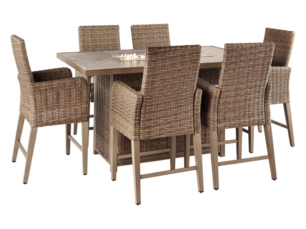 Signature Design By Ashley Beachcroft 7 Piece Outdoor Bar Fire Pit Signature Design By Ashley Beachcroft7 Piece Outdoor Bar Fire Pit Table Set