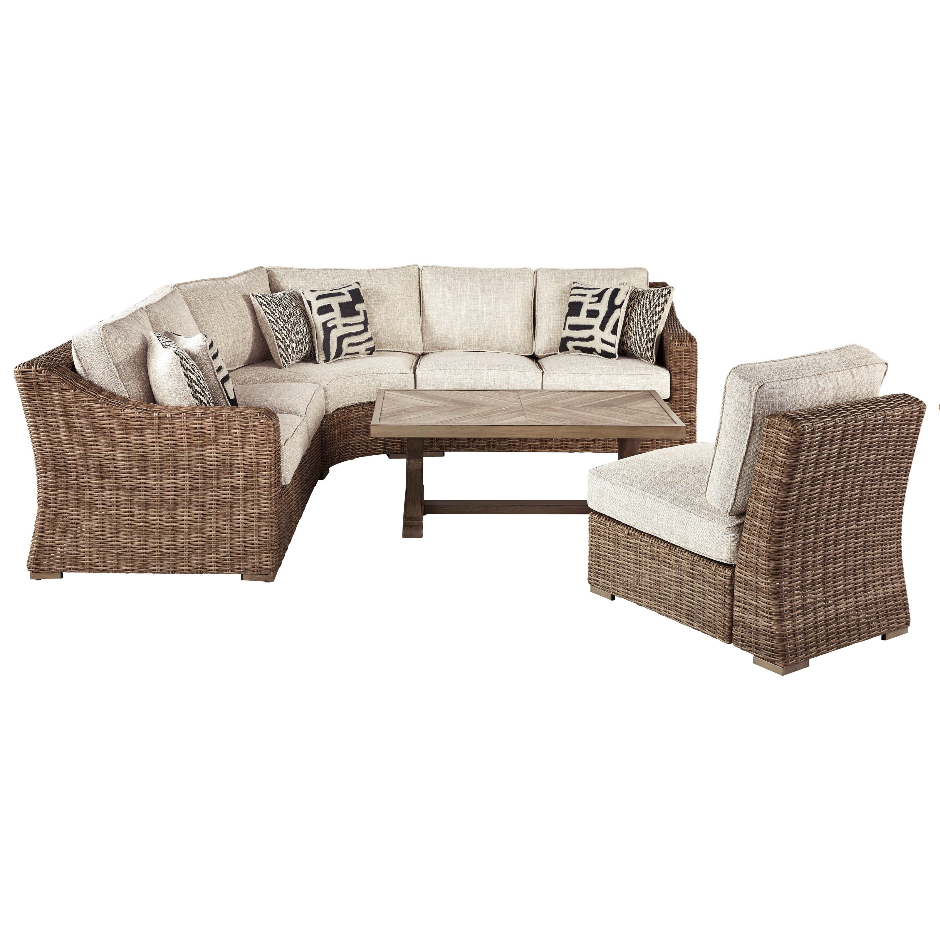 Signature Design By Ashley Beachcroft 3 Piece Resin Wicker Sectional Set Rune S Furniture Outdoor Sectional Sofa Groups