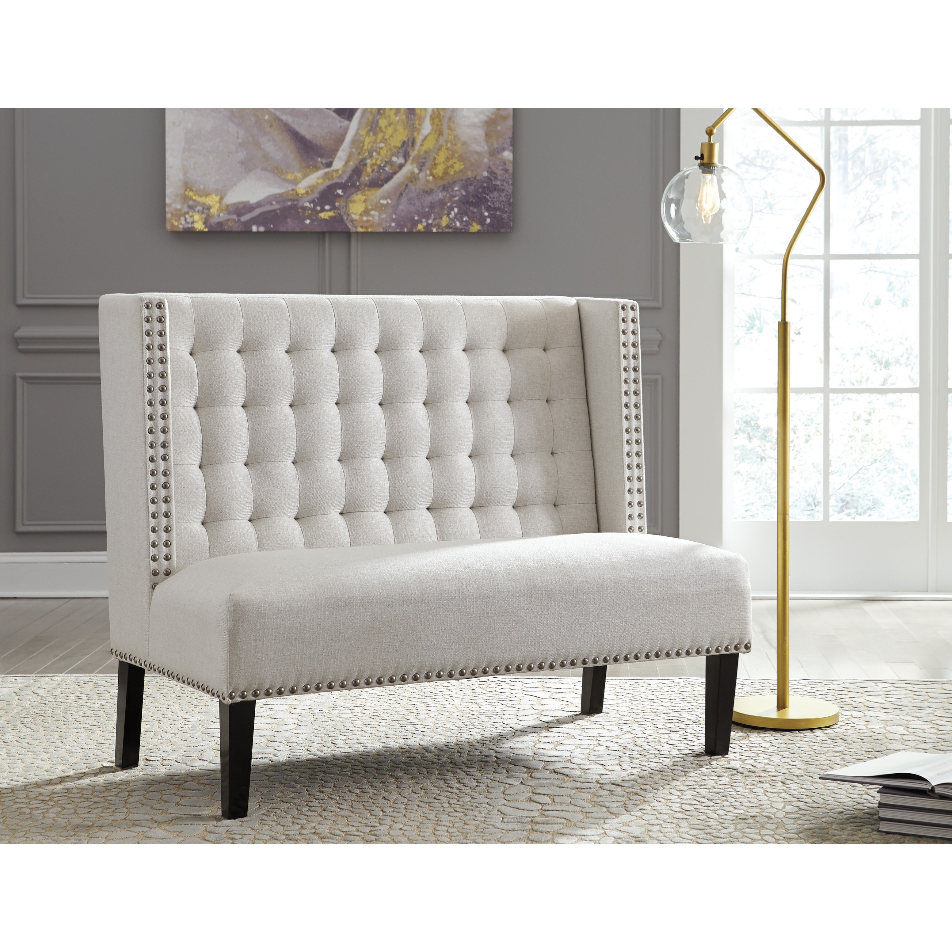 Styleline Beauland A3000116 Oatmeal Fabric Accent Bench Settee