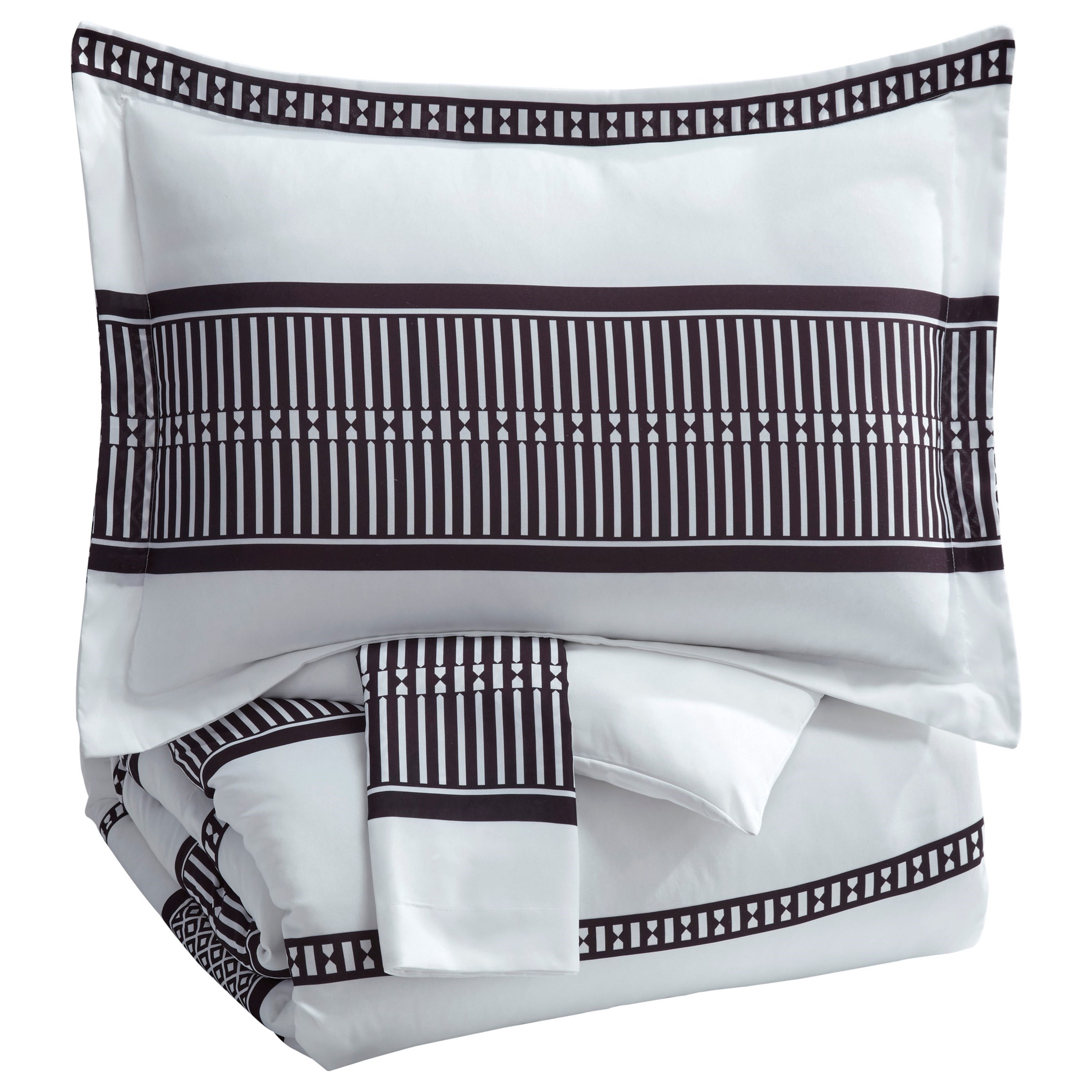 Signature Design By Ashley Bedding Sets Queen Masako Black Cream Comforter Set Royal Furniture Bedding Sets