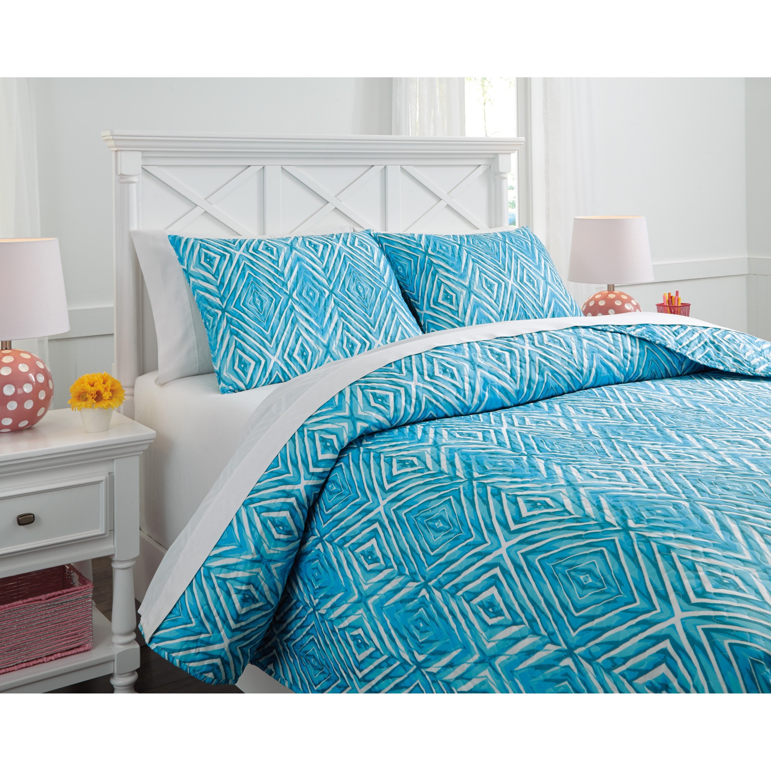 Signature Design Bedding Sets Full Jolana Turquoise Quilt Set