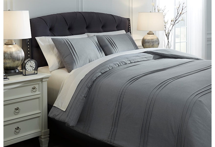 Signature Design By Ashley Bedding Sets Q377003k King Mattias Slate Blue Comforter Set Furniture And Appliancemart Bedding Sets