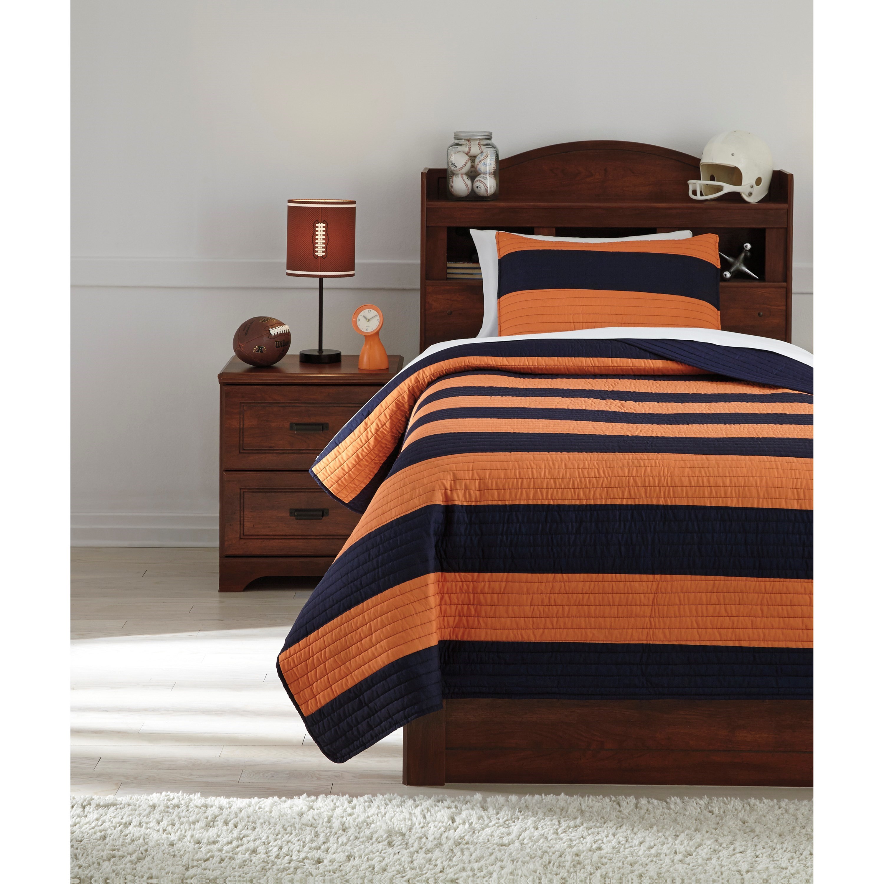 Signature Design By Ashley Bedding Sets Twin Nixon Navy Orange