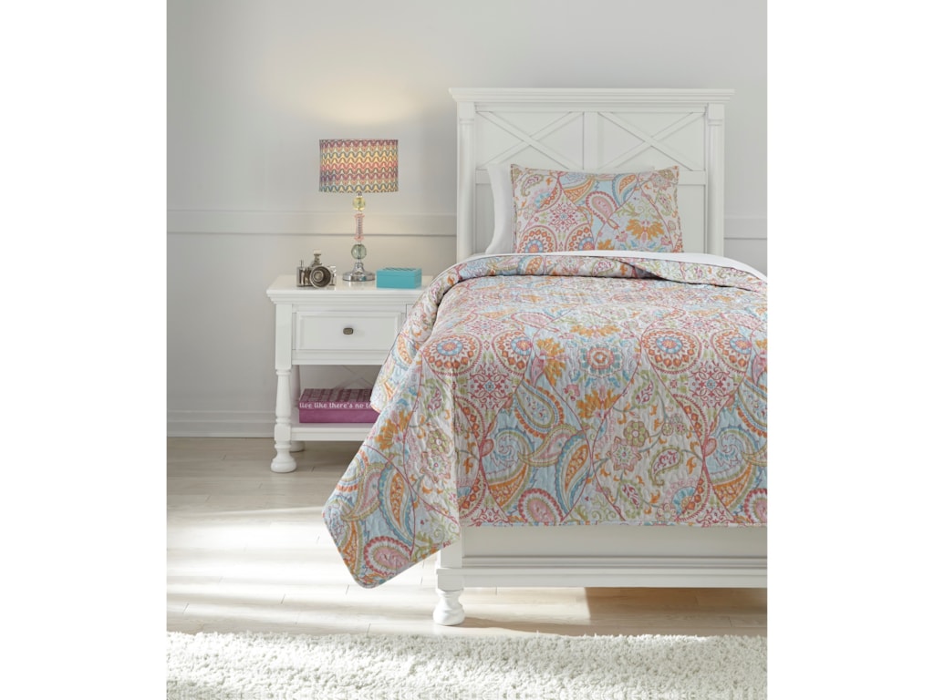 Signature Design By Ashley Bedding Sets Twin Jessamine Pink Orange