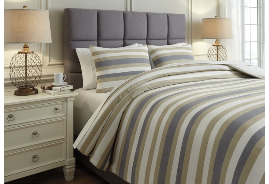Ashley Signature Design Bedding Sets Q432003k King Isaiah Gray Tan