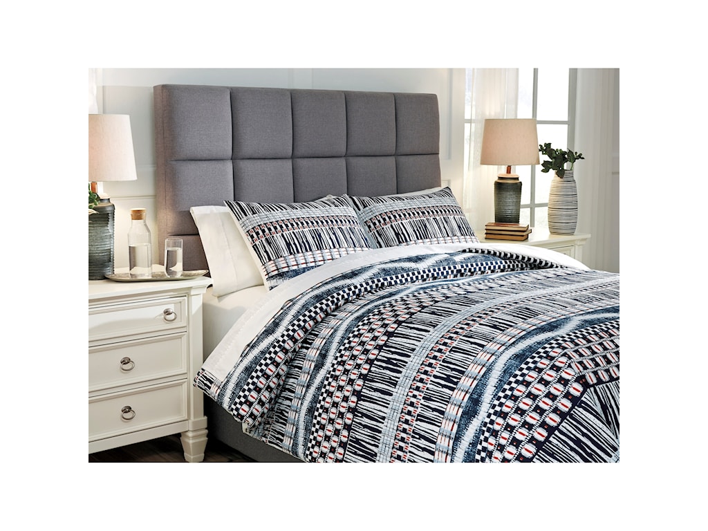 Signature Design By Ashley Bedding Sets Shilliam Navy Rust Queen