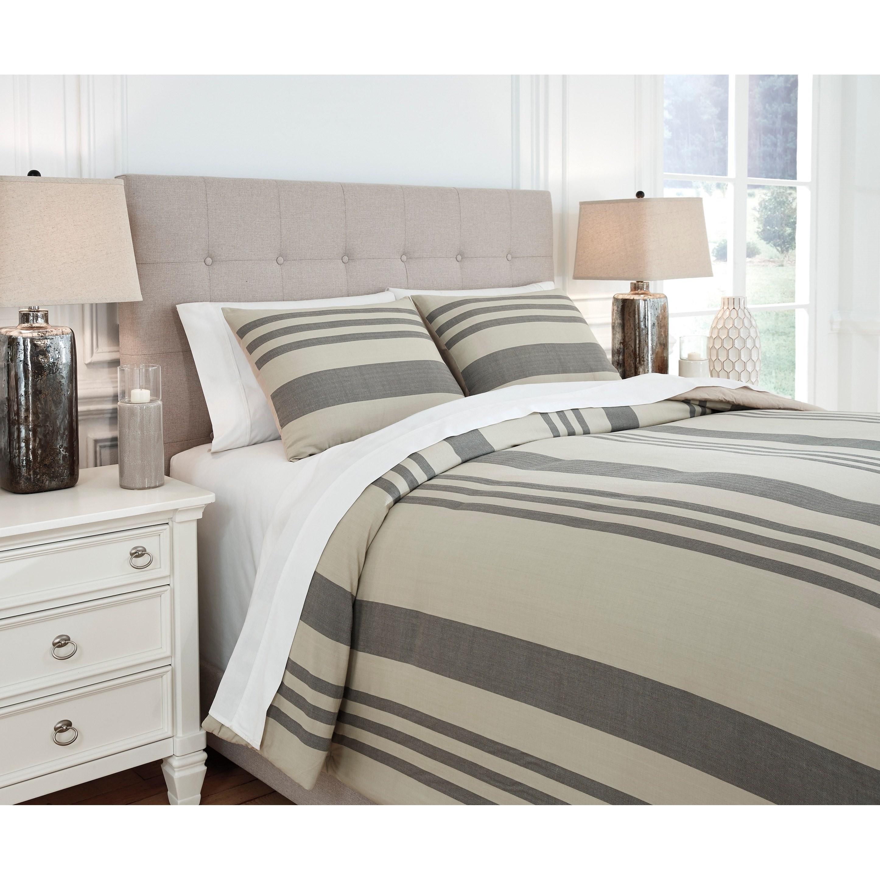 Signature Design By Ashley Bedding Sets King Schukei Natural Charcoal Comforter Set Standard Furniture Bedding Sets