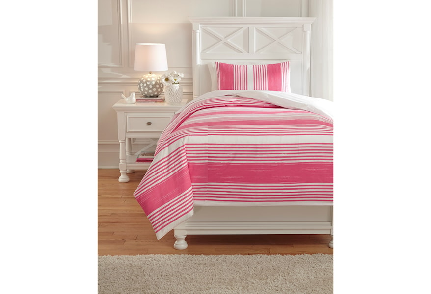 Benchcraft Bedding Sets Twin Taries Pink Duvet Cover Set