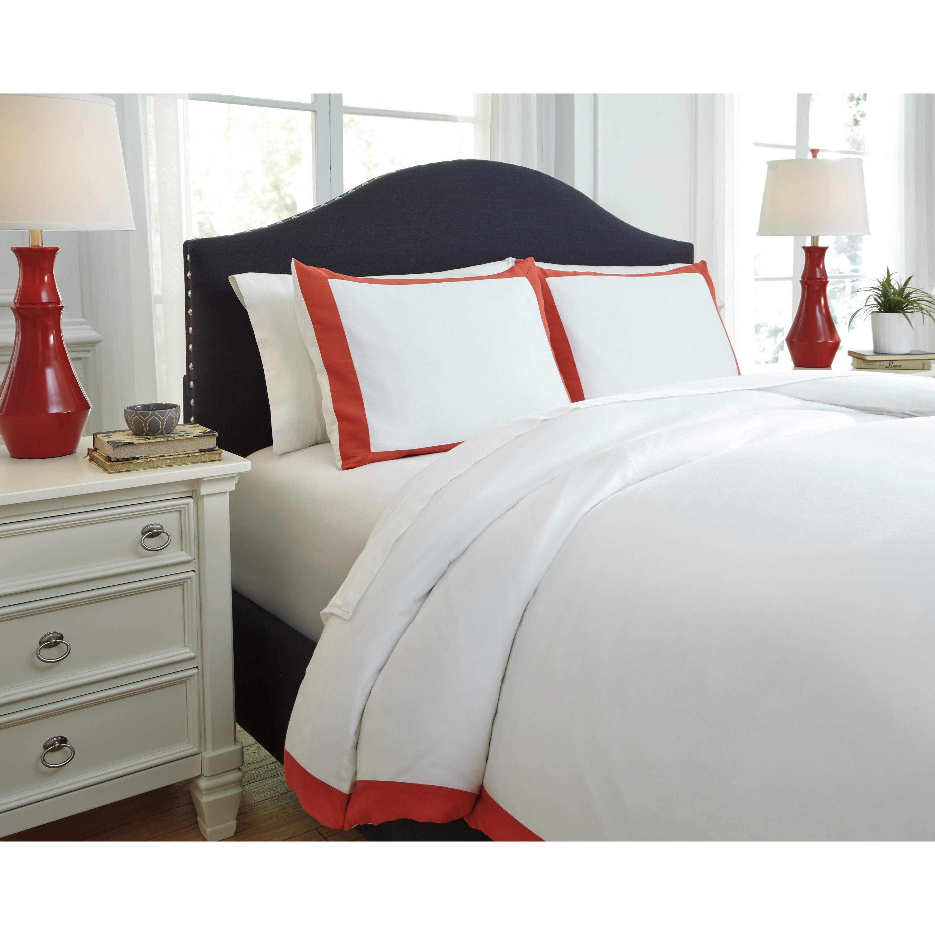 Signature Design By Ashley Bedding Sets Queen Ransik Pike Coral
