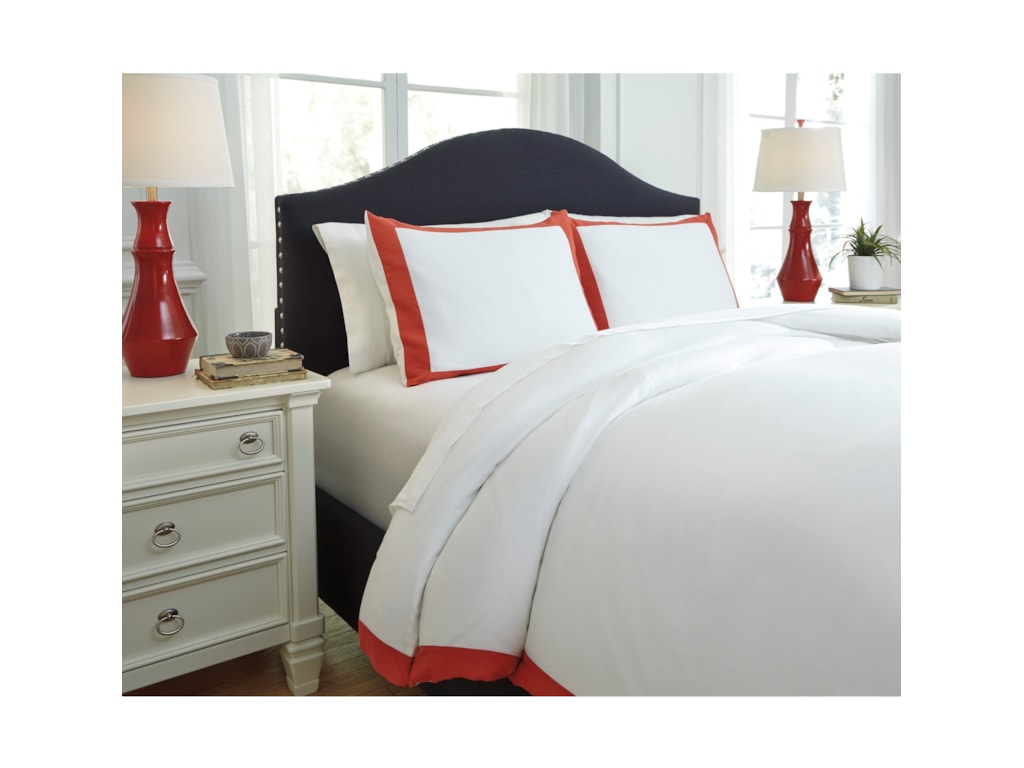 Signature Design By Ashley Bedding Sets Queen Ransik Pike Coral