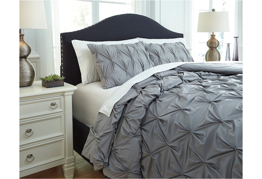 Signature Design By Ashley Bedding Sets Q756023q Queen Rimy Gray Comforter Set Pilgrim Furniture City Bedding Sets