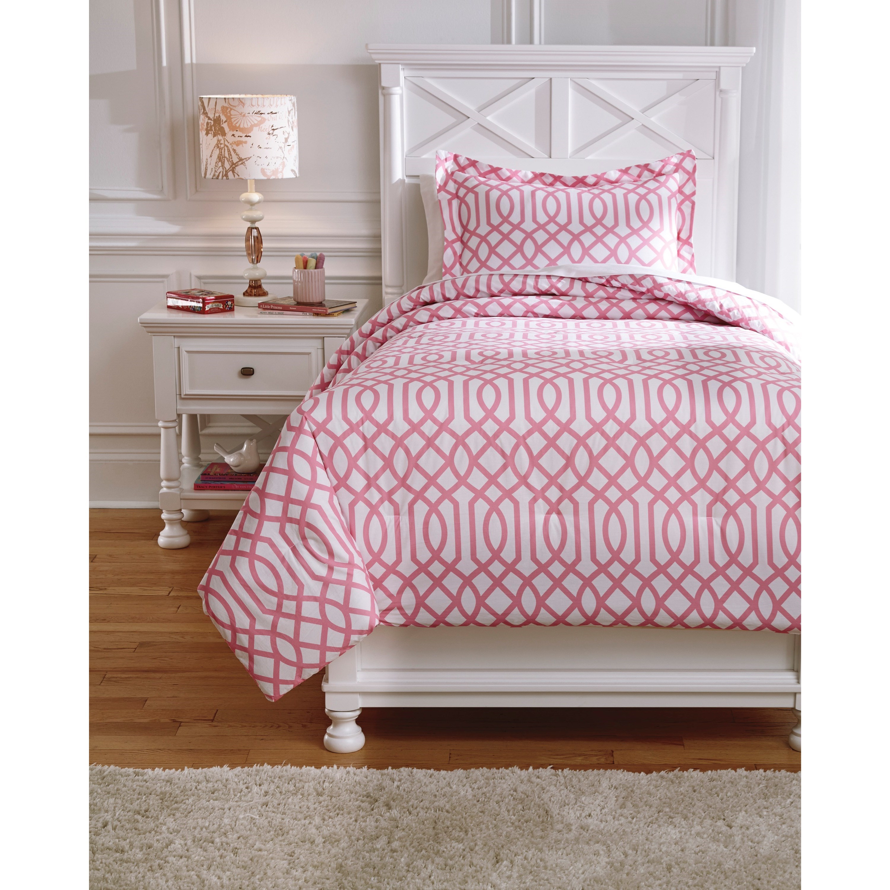 Signature Design Bedding Sets Twin Loomis Pink Comforter Set Fisher Home Furnishings Bedding Sets