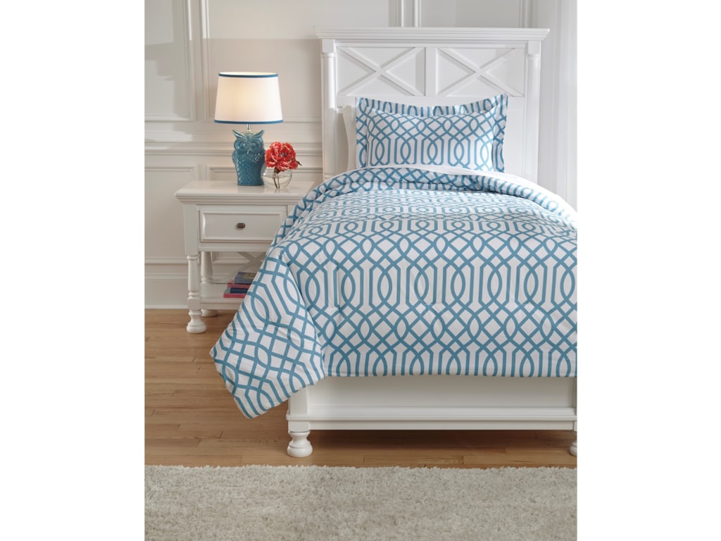 Signature Design By Ashley Bedding Sets Q758031t Twin Loomis Aqua