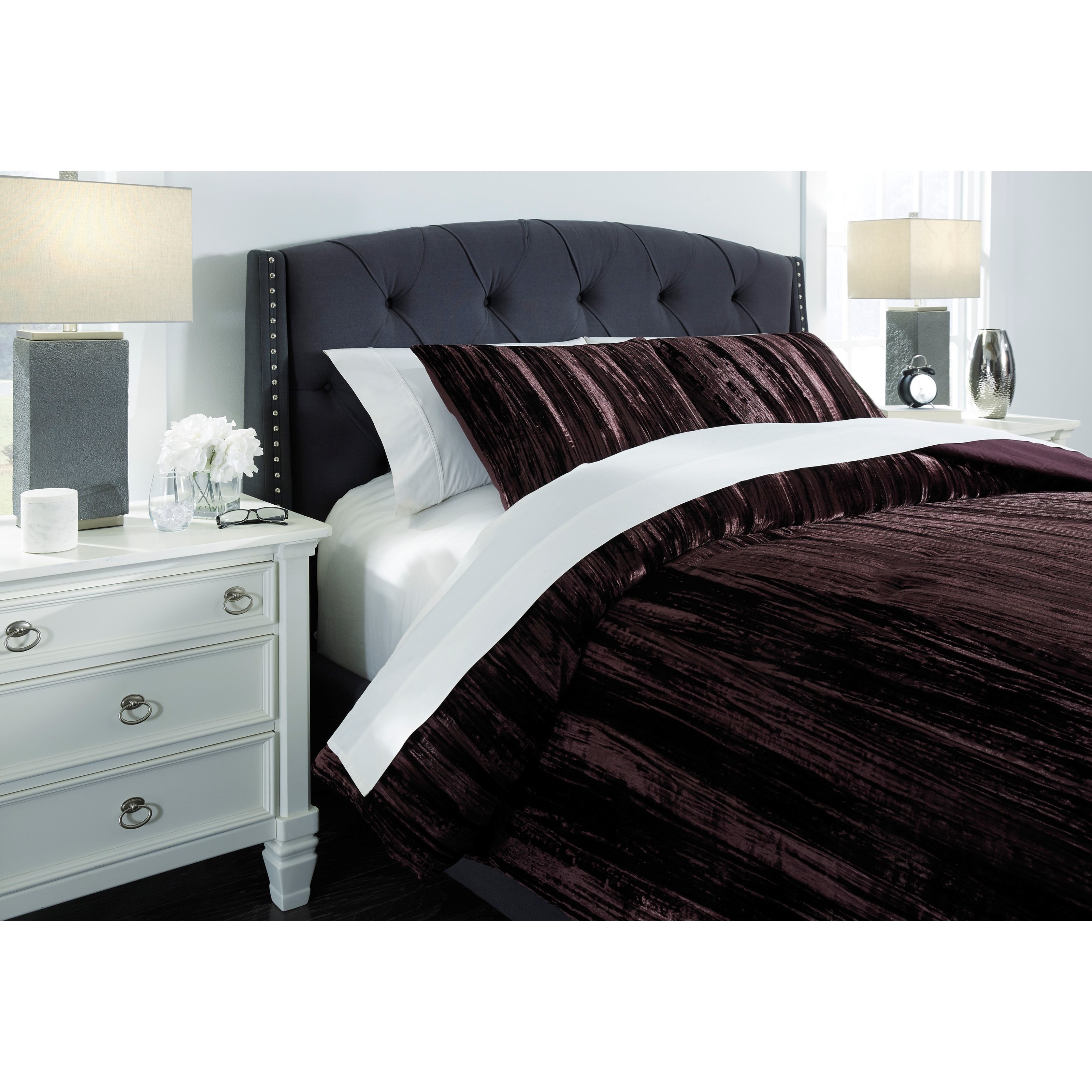 Vendor 3 Bedding Sets 0179146 Queen Wanete Wine Comforter Set Becker Furniture Bedding Sets