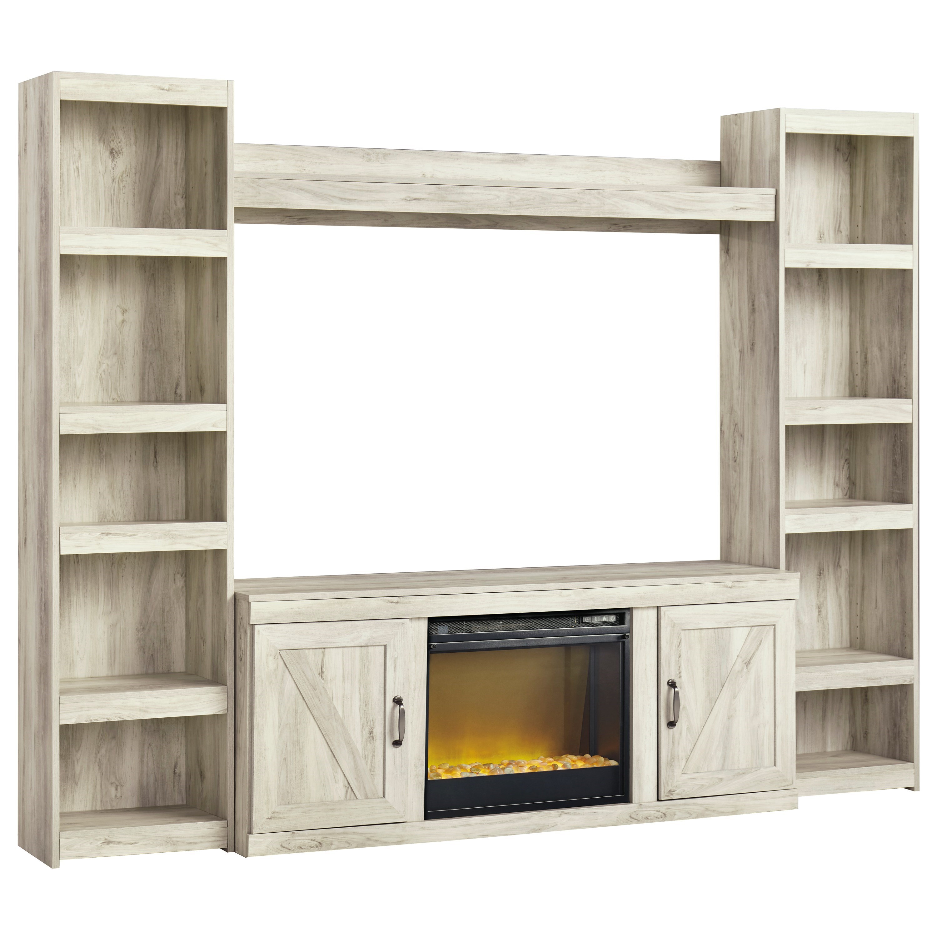 Signature Design By Ashley Bellaby Farmhouse Tv Stand W Fireplace