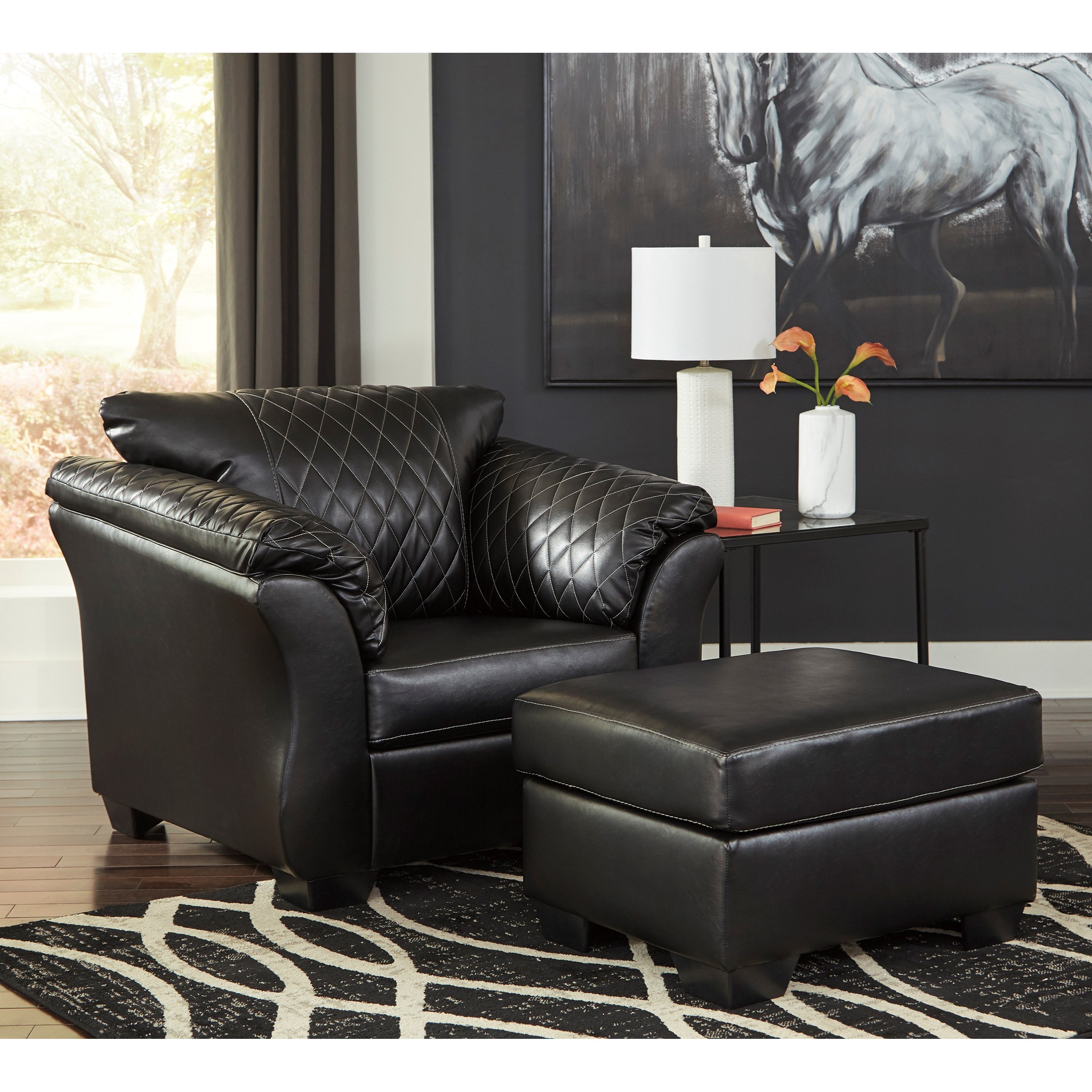 Signature Design By Ashley Betrillo Contemporary Chair And Ottoman Set Royal Furniture Chair Ottoman Sets