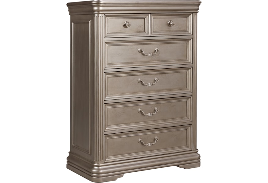 Signature Design By Ashley Birlanny Five Drawer Chest In Silver