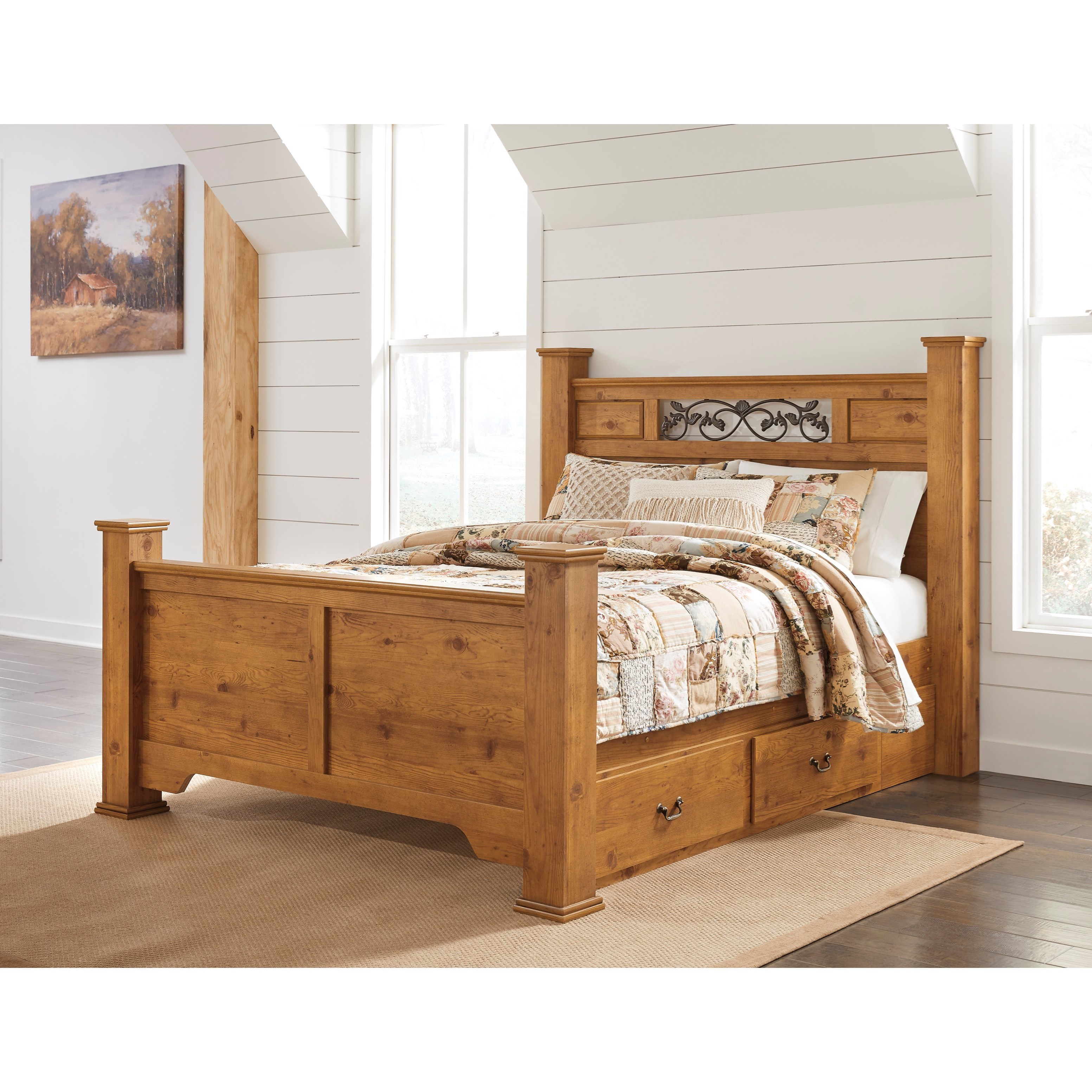 Signature Design By Ashley Bittersweet Queen Poster Bed With Under Bed Storage Value City Furniture Panel Beds